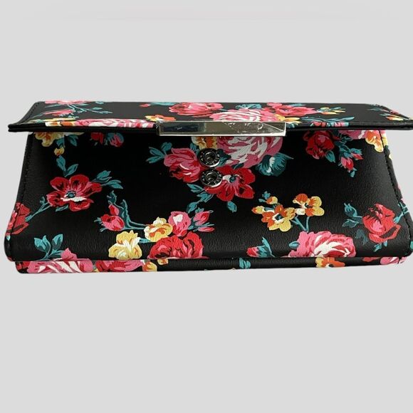 Tahari Trifold Long Wallet RFID Vegan Leather Floral NEW - Picture 3 of 8